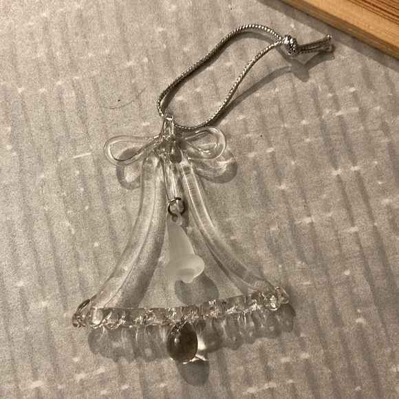 Clear Glass with Frosted Glass Bell Christmas Ornament - Picture 2 of 6